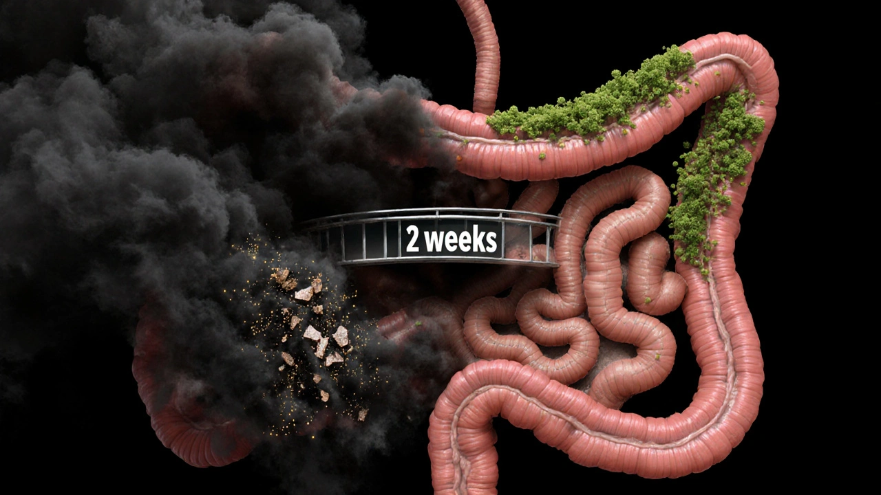 Dva protiklady: ničená střevní mikroflóra a obnovující se probiotika.