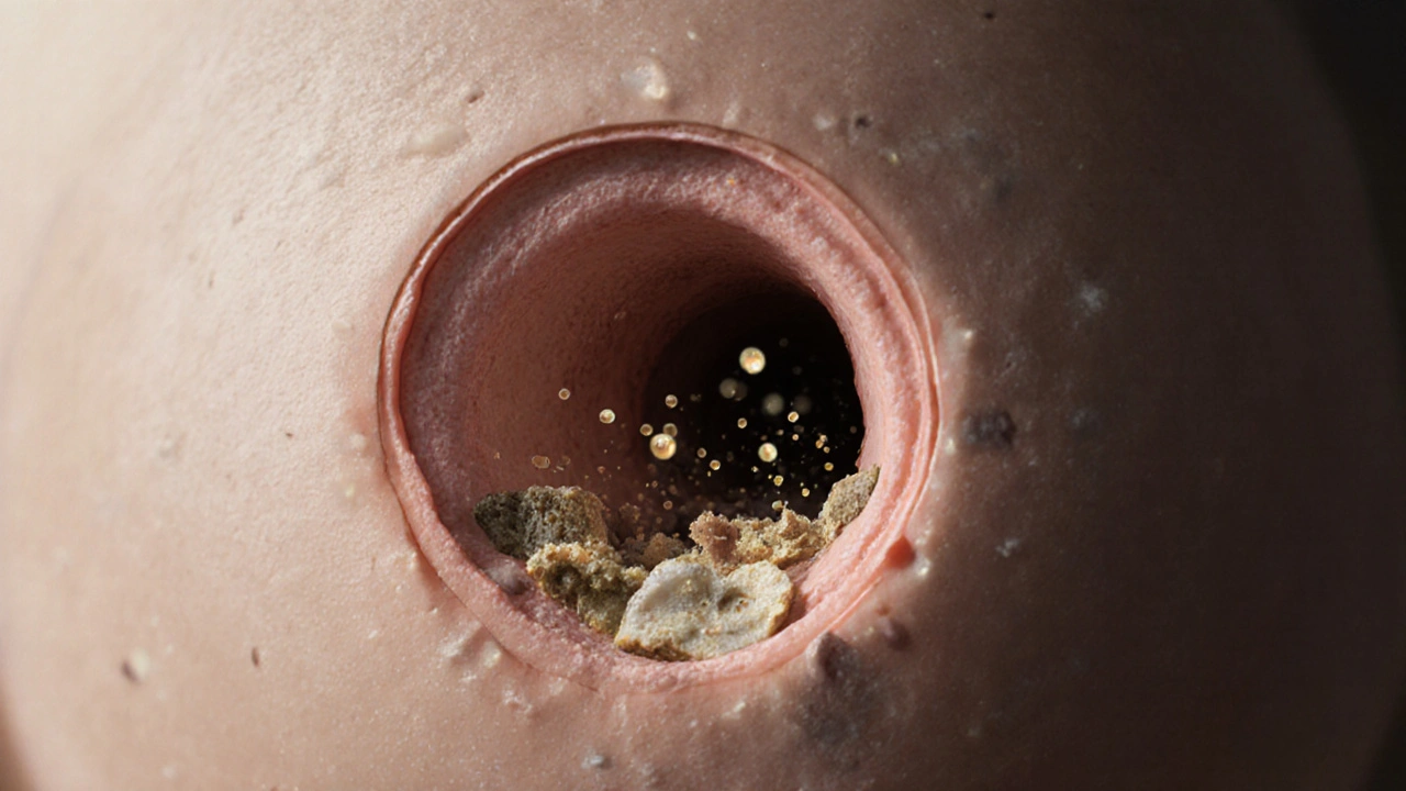 Křížový řez zaneseného pory s aktivními látkami