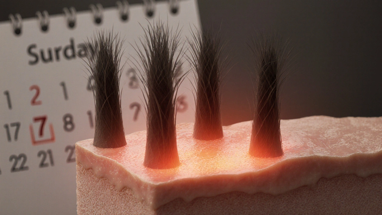 Průřez vlasovým folikulem po IPL, kde teplo ničí kořen vlasu.