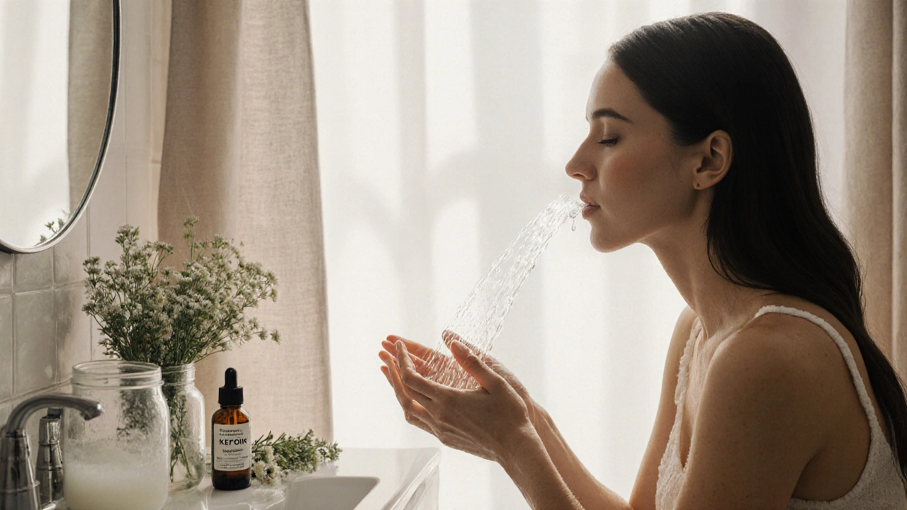 Žena se stará o své tělo jen vodou a přirozenými prostředky.