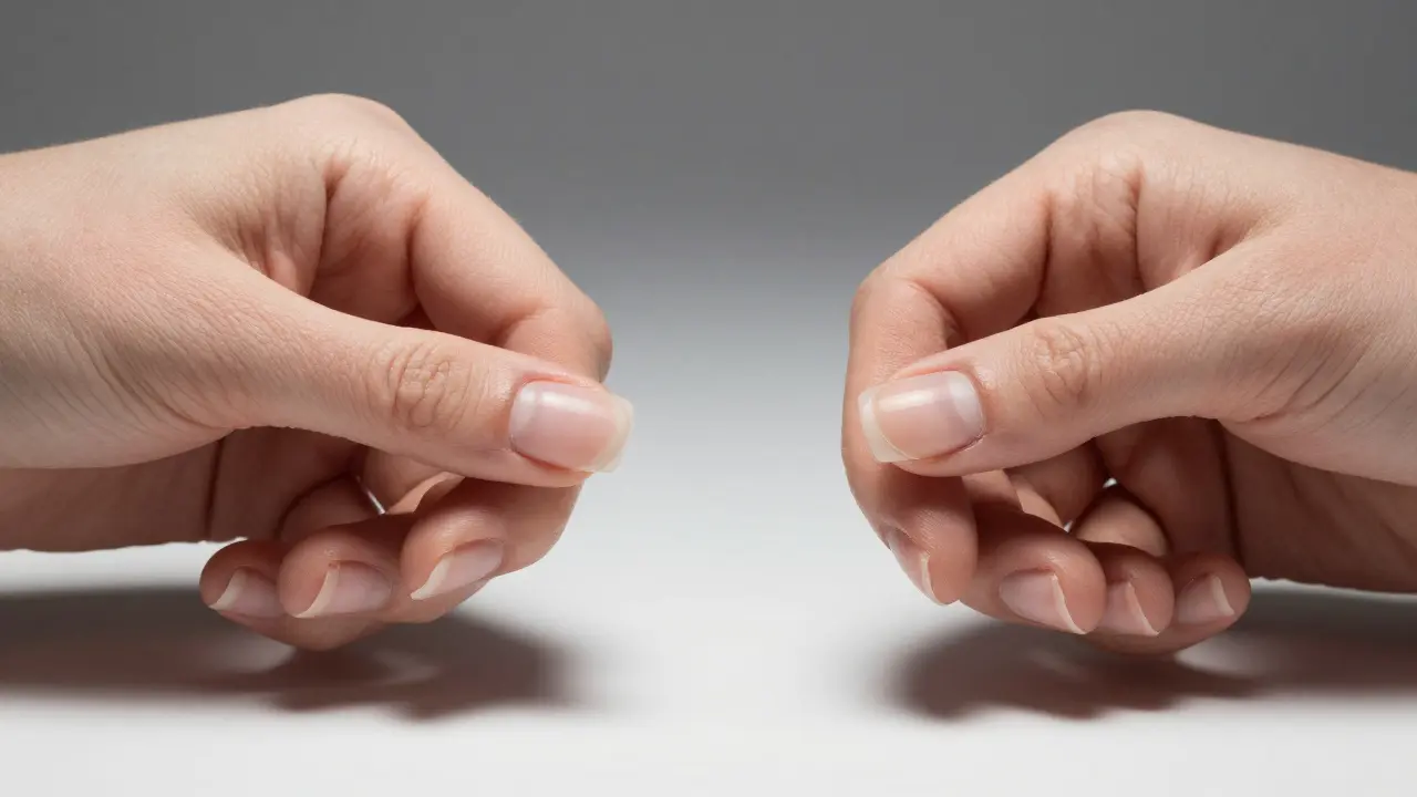 Dvě ruce: jedna s dokonalou US čárou, druhá s nečistou šmárou – kontrast techniky a chyby.