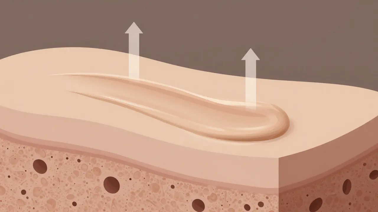 Ilustrace vrstev pokožky s primerem jako hladkou podložkou pod make-upem.