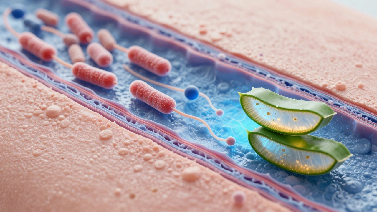 Mikroskopický pohled na kůžní mikrobiom – rovnováha vs. porušení při příliš častém používání aloe veru.