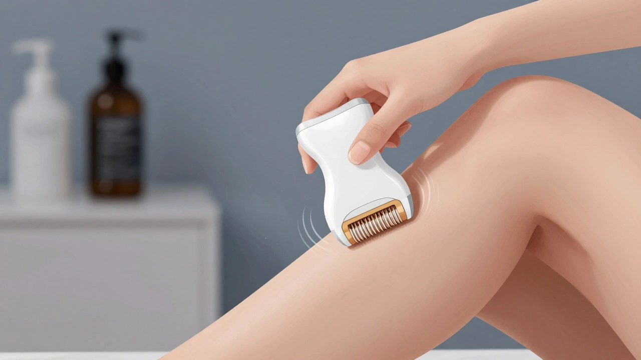 Moderní epilátor na podpaží s jemným chladícím efektem a klidnou kůží.