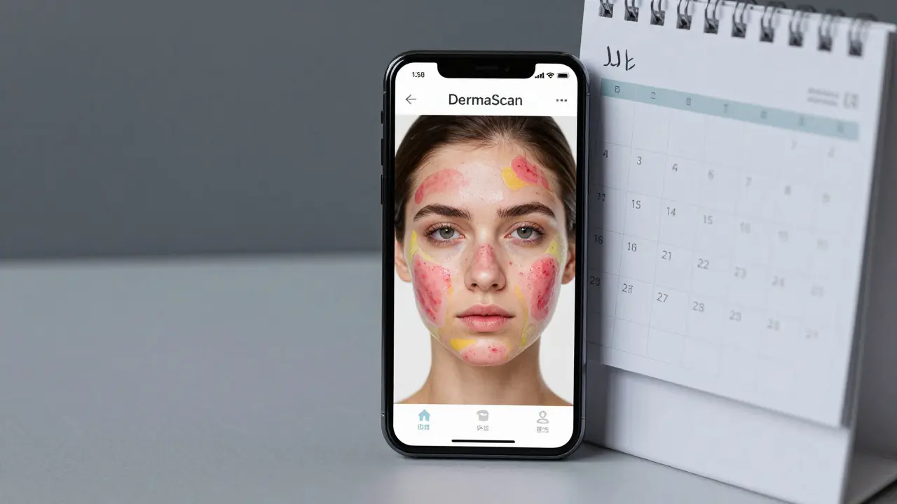 Chytrá kamera analyzuje akné na tváři pomocí umělé inteligence.