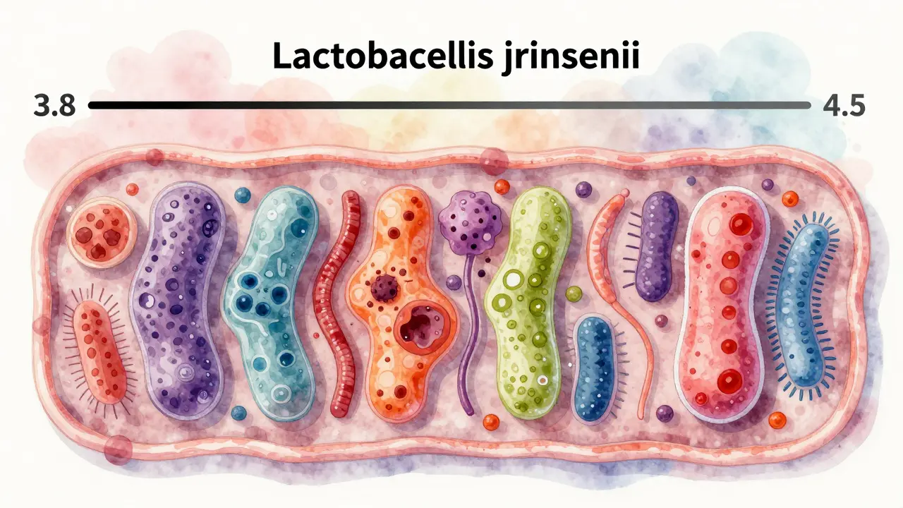 Zdravá pochva s laktobacily tvořícími kyselou bariéru proti infekcím, zobrazená jako přírodní rovnováha.