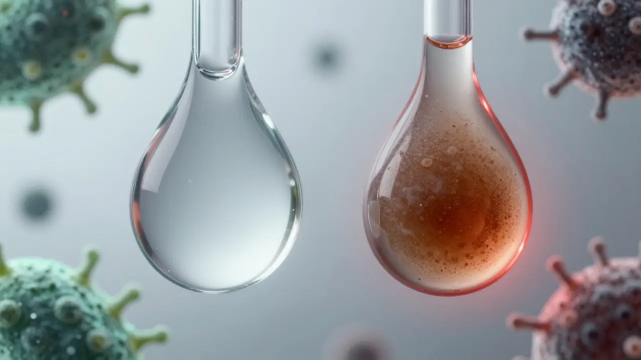 Makro záběr oxidujícího séra a bakterií