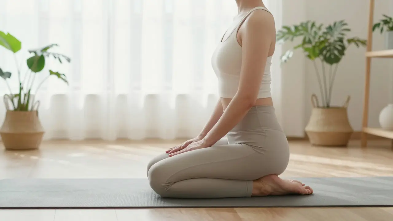 Osoba v klidné józe póze pro úlevu od stresu