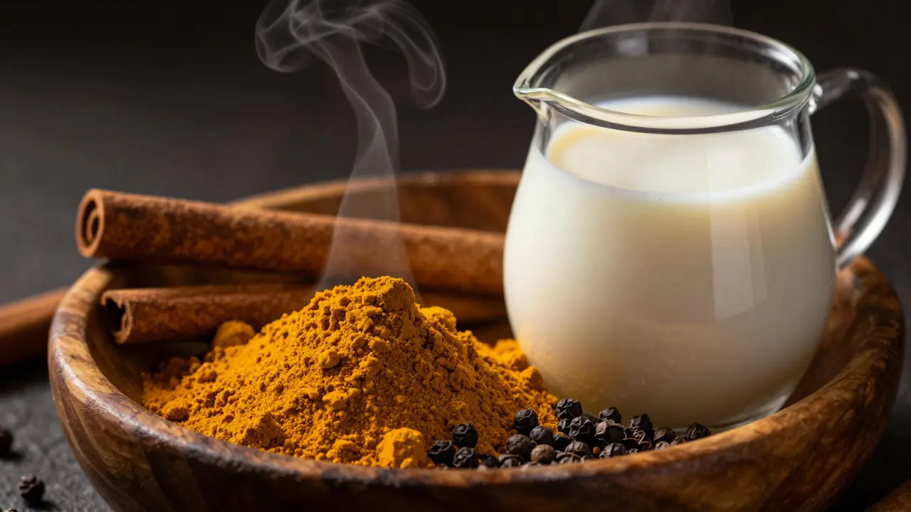 Zlaté mléko s kurkumou a kořením pro detoxikaci