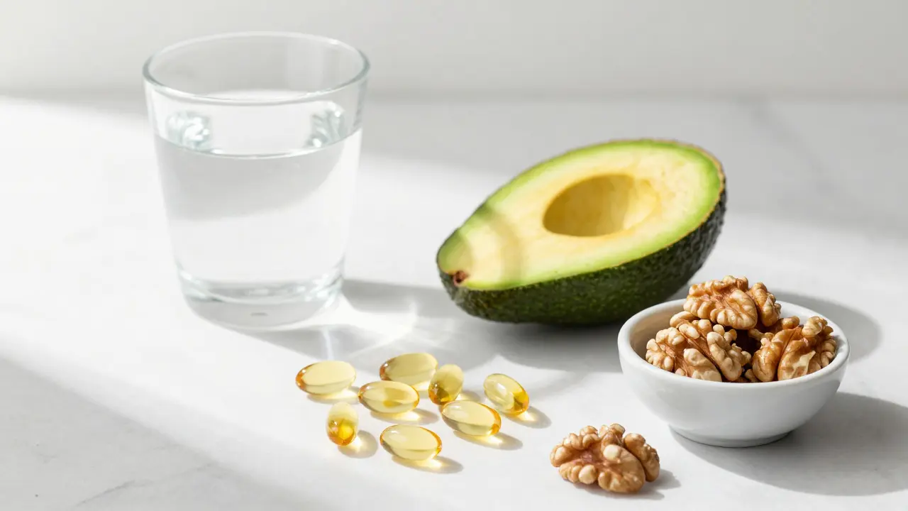 Kapsle vitamínu D s avokádem a vlašskými ořechy