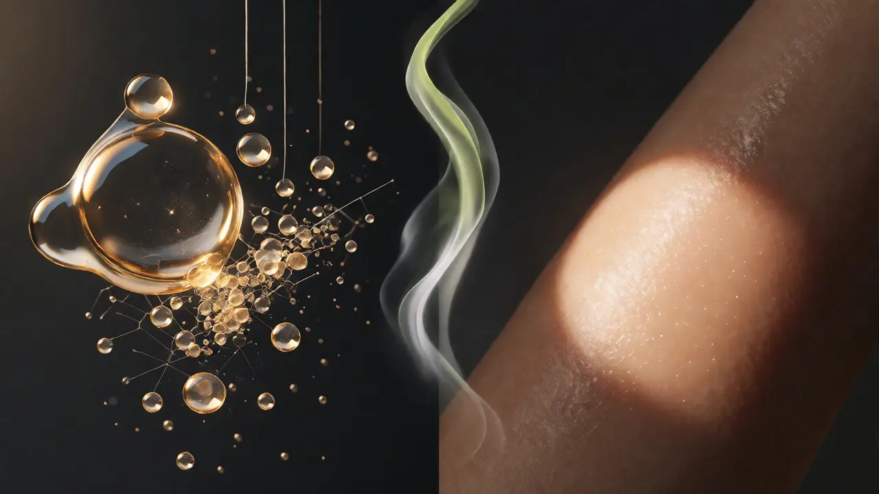 Konceptuální ilustrace chemické exfoliace a vůně těla