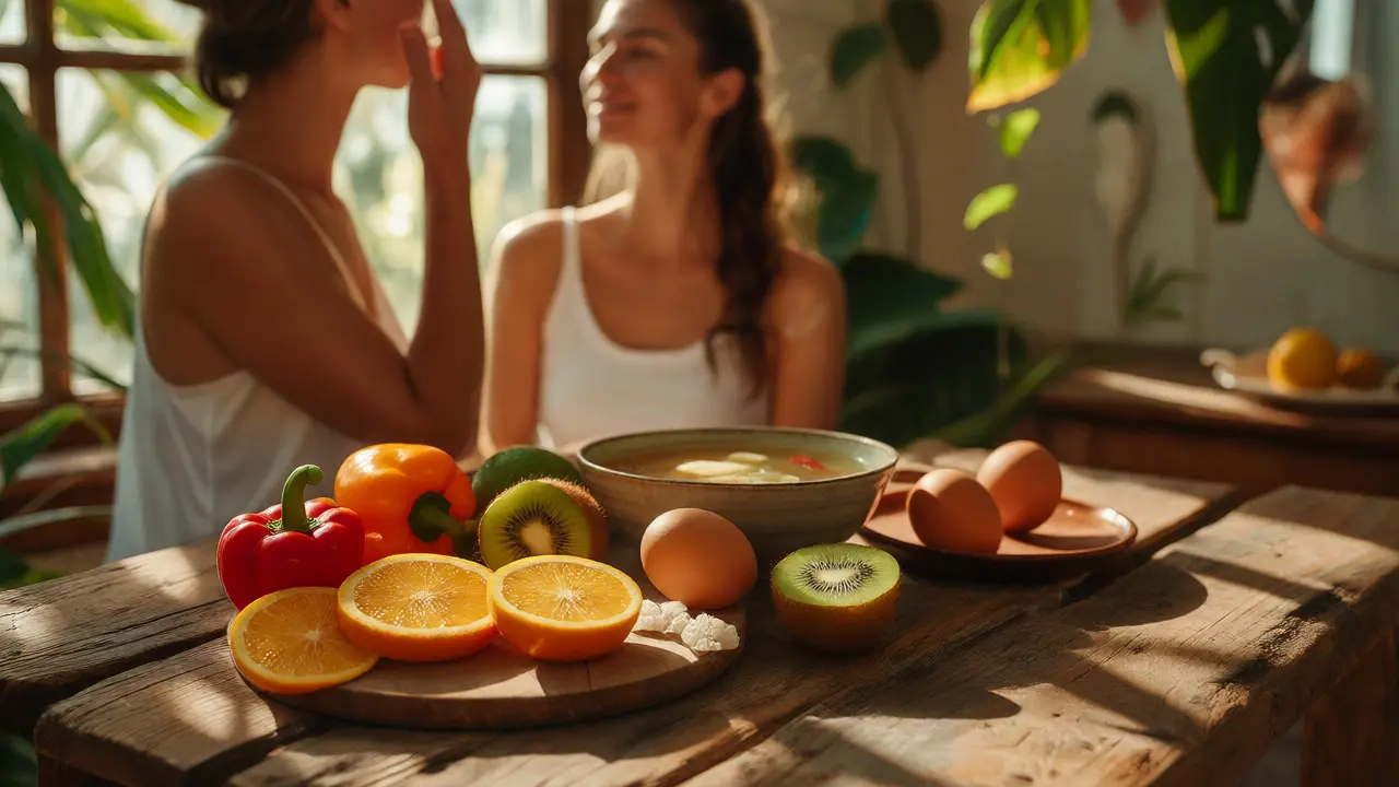 Potraviny bohaté na vitamín C a aminokyseliny pro tvorbu kolagenu